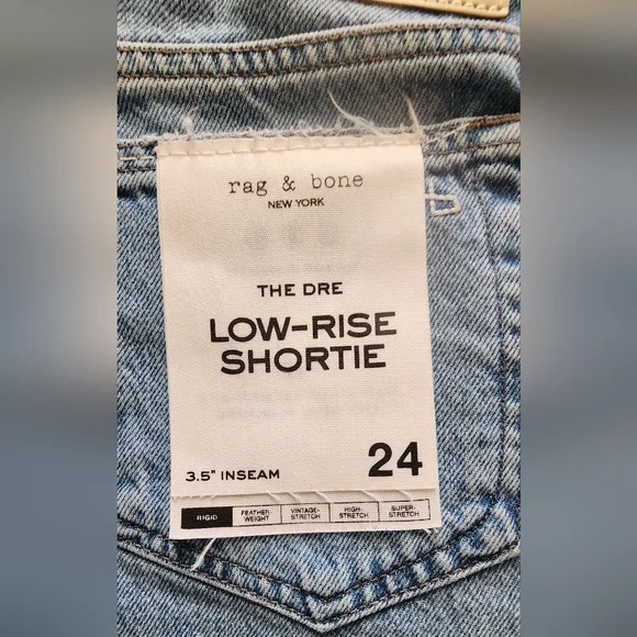 rag & bone The Dre Low‑Rise Shortie Denim Shorts Size 24 Light Wash NWT - Picture 2 of 10
